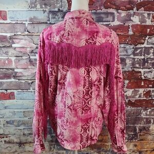 Swanky Vine Company By 8241 Ranch Fringed Corduroy Western Shirt